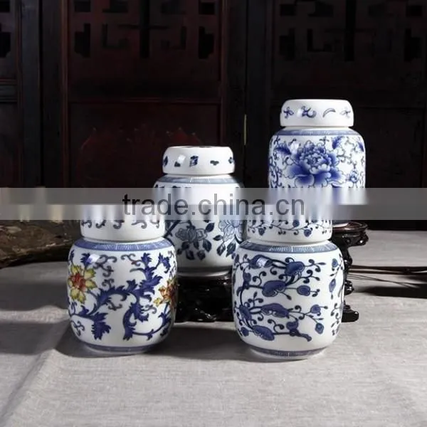 Chinese style blue and white antique chinese cremation urn