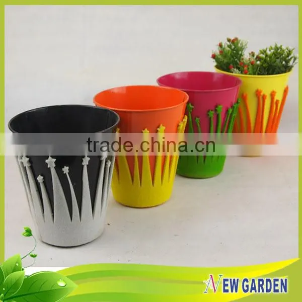 Home Decor Flannelette And Metal Planter,Balcony Small Plastic Flower Pot Trays