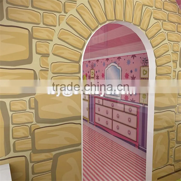 New design 3 floor toddlers pretend toys wooden miniatures and dollhouse W06A234