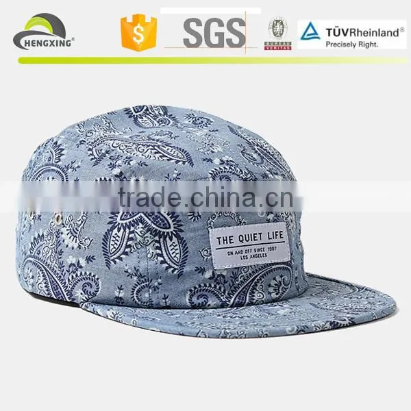 Embroidery design dot pattern cap hat 5 panel camp cap wholesale