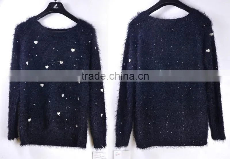 100% mohair with heart shape embroidery British spirit sweater