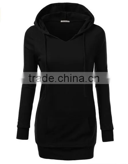 Custom made blank elongated solid color pullover hoodies