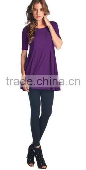 Fashion womens clothes Short Sleeve Swing Dress Tunic Tops for women 2016