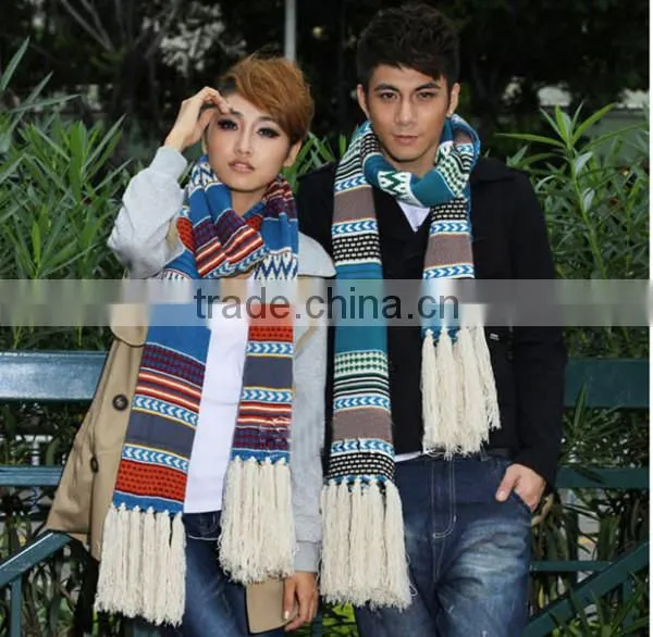 New design Bohemia nation style beautiful super long scarf with tassel warm knit lovers fashion scarves