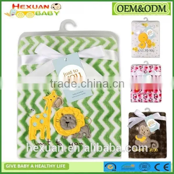 china supplier custom cartoon embroidered baby fleece blanket