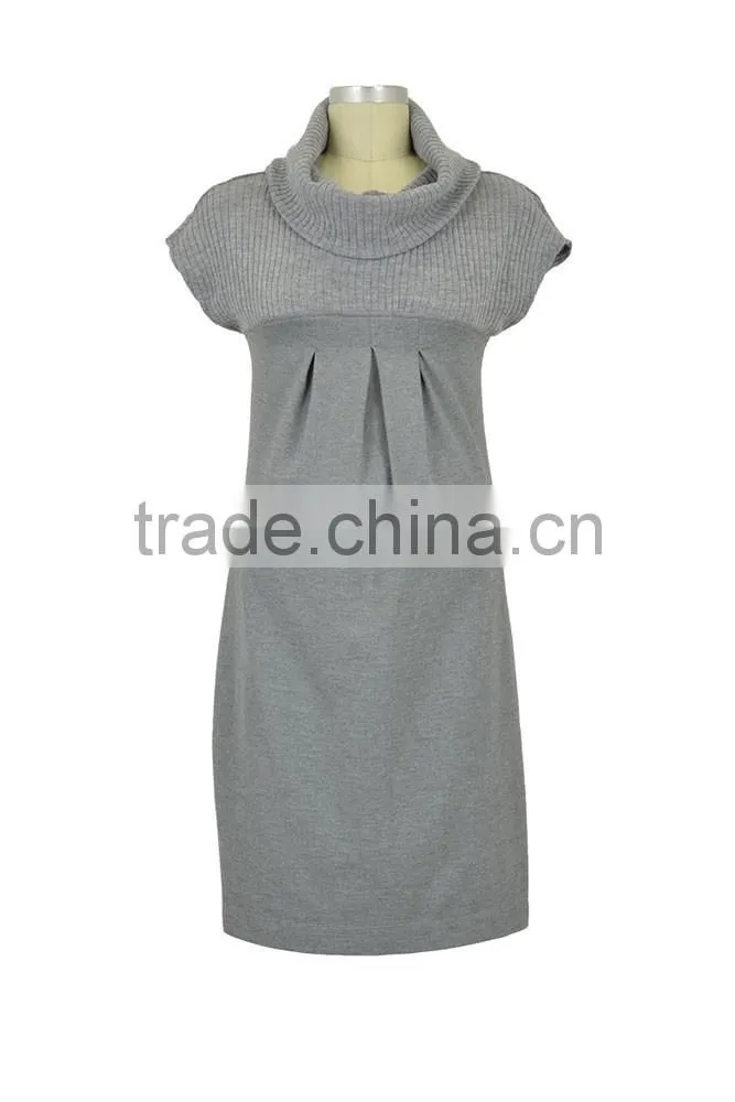 Cozy Dark Grey Turtleneck Maternity Dress 2015