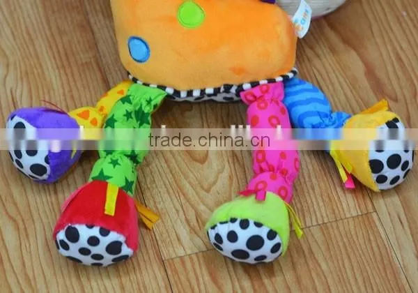 Cute giraffe bell & rattle insert baby educational plush toys baby bed hanging toys