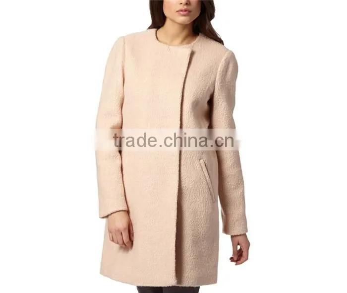double breasted ladies elegant thick warm winter coat with original weave