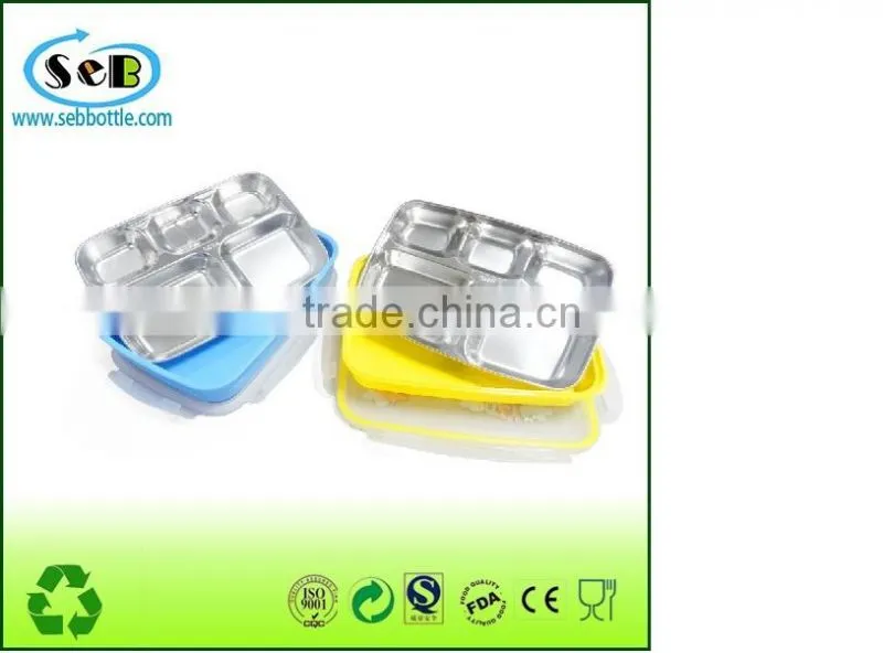 Stainlesss steel meal preparation container with 3 sections inside container