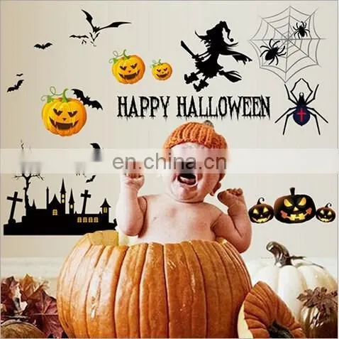 Happy Halloween Castle Pumpkin Bat Window/Wall Sticker Halloween Decoration Home Decoration