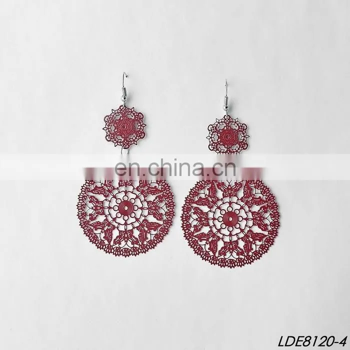 Painting filigree earrings metal flower earring