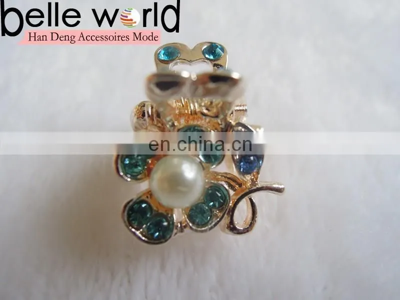 Wedding Flower Rhinestone Pearl Mini Hair Claw Clips