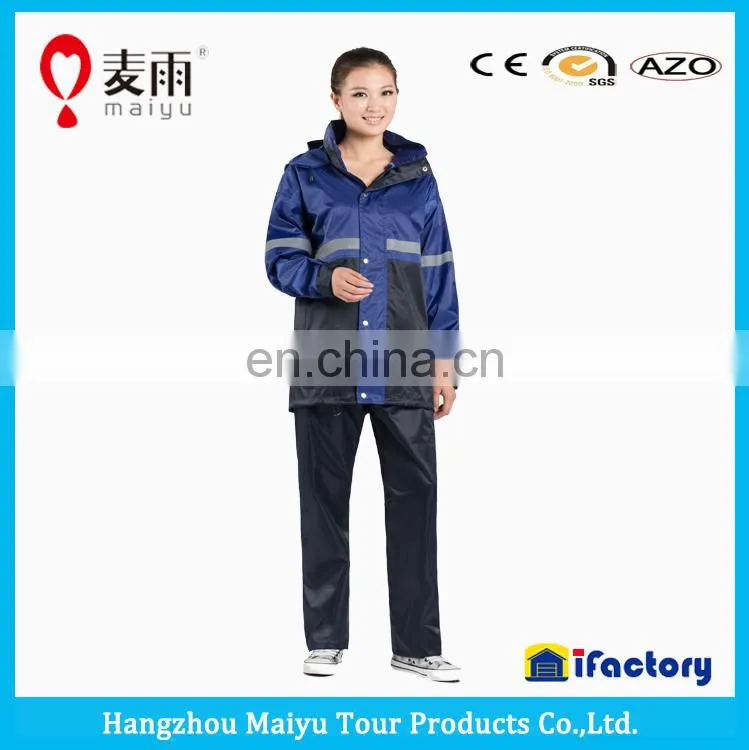 Maiyu windproof high qulaity pongee rain coat with pants