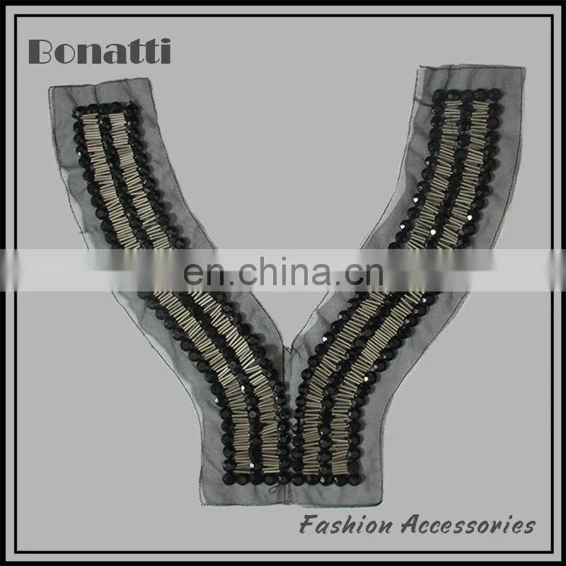 Hand-sewn bead neck trims