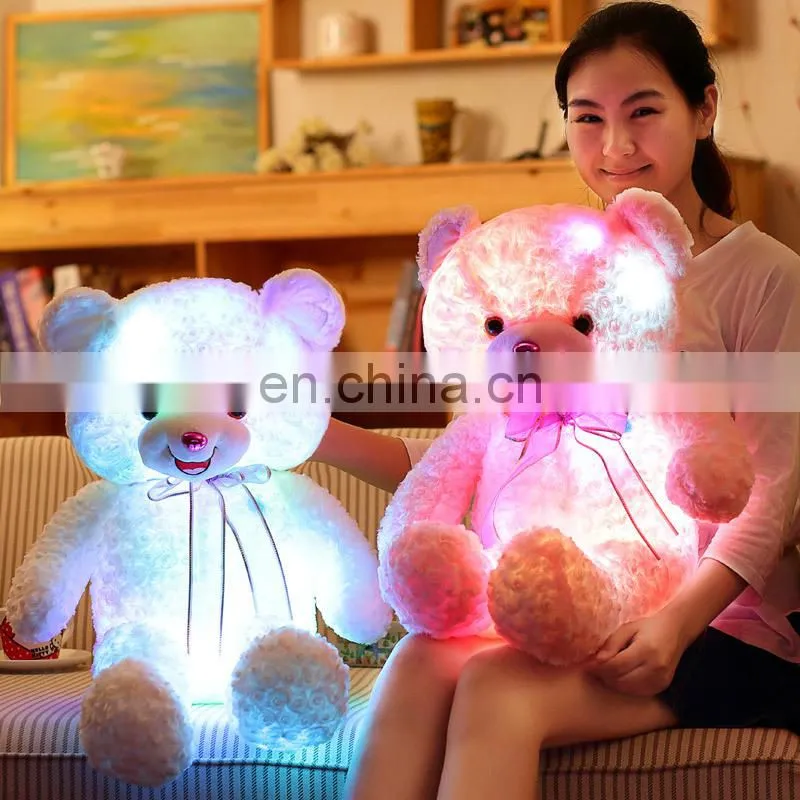 Wholesale Four Colors 30cm,50cm,80cm Teddy Bear Stuffed Plush Shining LED Light Up Lighting electronic Soft Toys