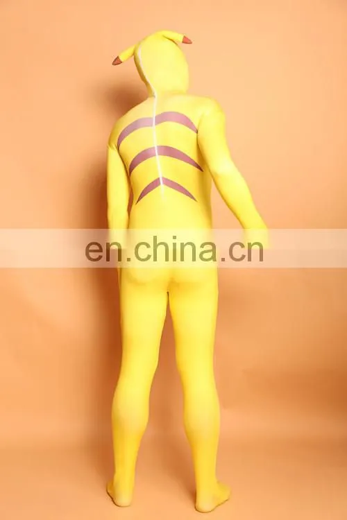 2016 Full Body Pikachu Pokemon Lycra Spandex Zentai Unisex Party Cosplay Suit