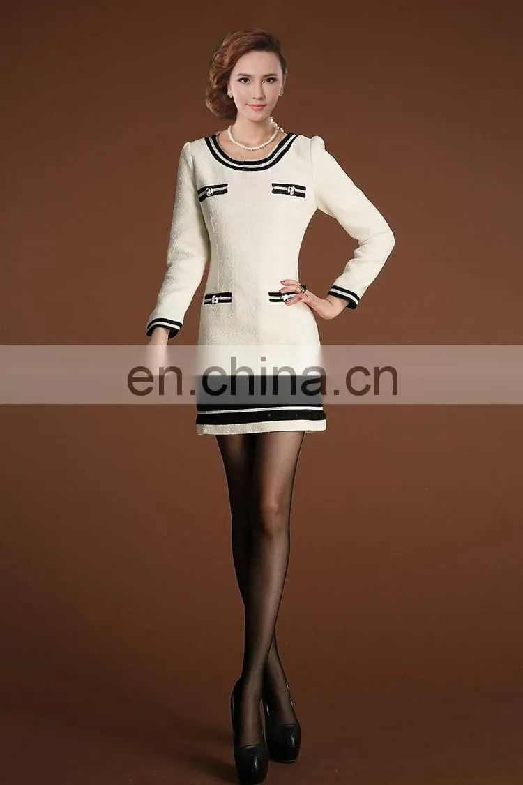 2015 wool slim dress fashion dress girls' dress free prom dress