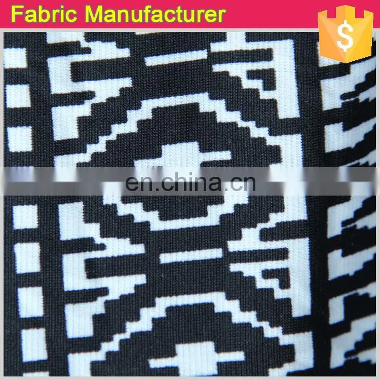 latest design DTY fabric children shirt fabric black white printed DTY fabric