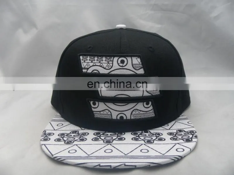 100% acrylic 6 panel flat brim snapback cap with custom embroidery logo