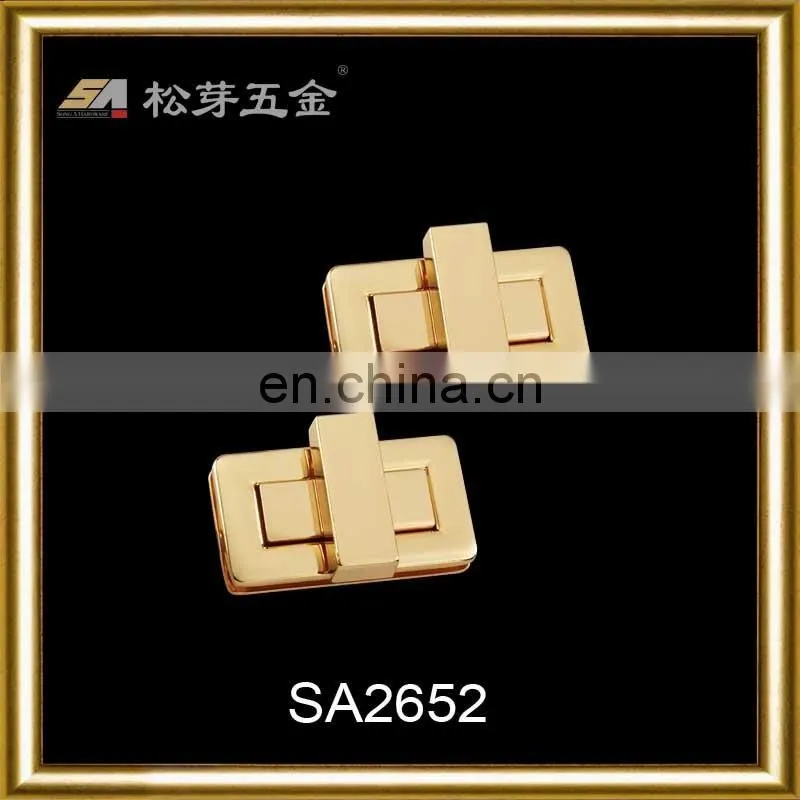 common metal twist handbag lock for bag, square turn lock with various sizes