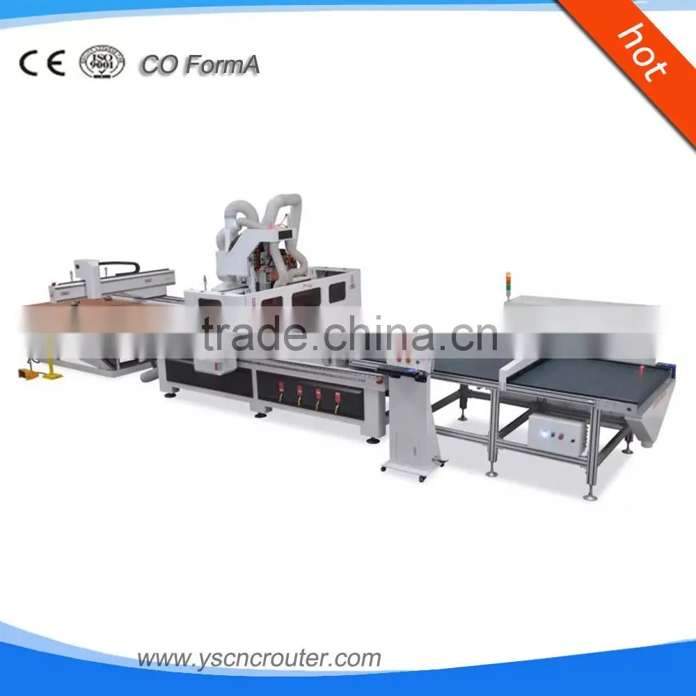cheap multi rotary wooden door cutting machine full automatic cnc router furniture production line with drill cutting center