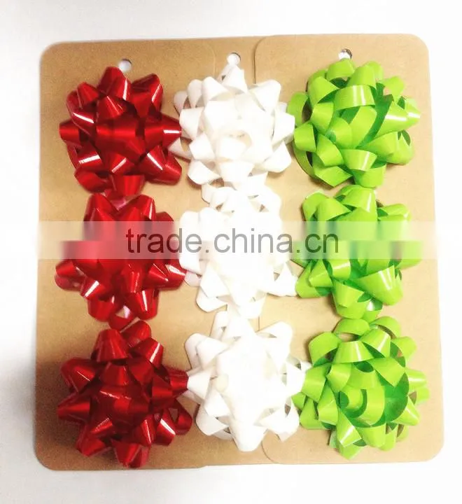 2015 Wholesale Christmas Decoration Star Bows with one pcs on paper card
