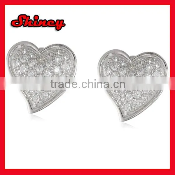Fashion silver square earring with black plated_mirco pave black cz silver earring