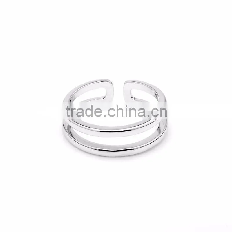 Fahsion Minimalist 2 Layered Rose Gold Rhodium Plated Cuff Wrap Band Rings