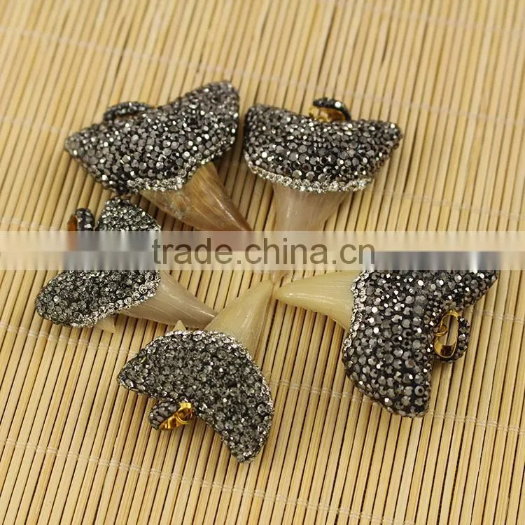 JF6882 Fashion crystal pave freefrom turquoise slab slice pendants