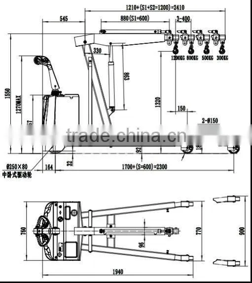 Electric Floor Cranes 1200kgs