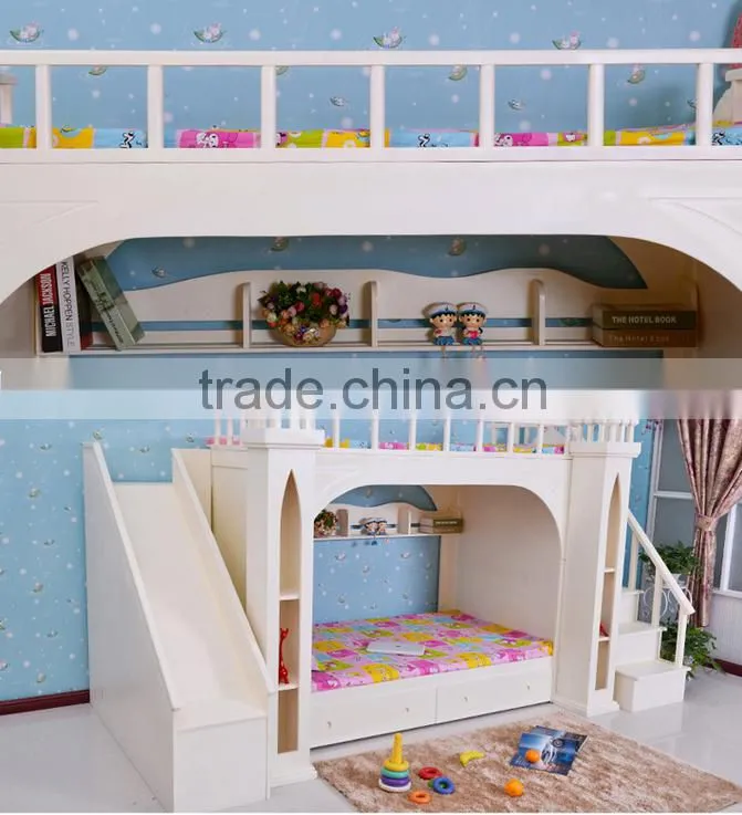 European princess bedroom furniture white castle bed for kids