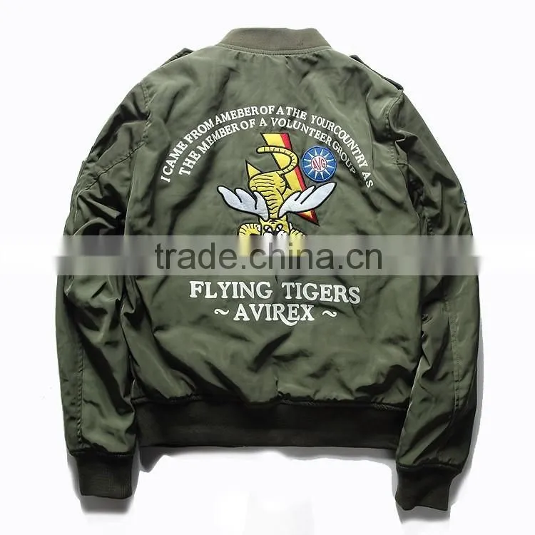 2016 Fashion Large Size Srping MA1 Air Force Pilot Coat Bomber Jacket with Retro Embroidery