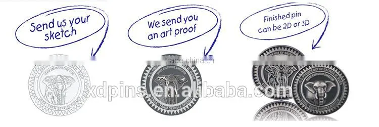 High quality custom design logo metal signs with safety pin