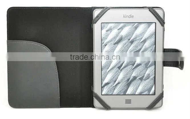 2014 High quality Black Leather Case Cover For Amazon Kindle 4 4th 6 inch E-ink,Folio case, Tablet Leather case