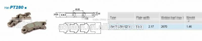 PT280 assembly line equipment plastic sushi conveyor chain