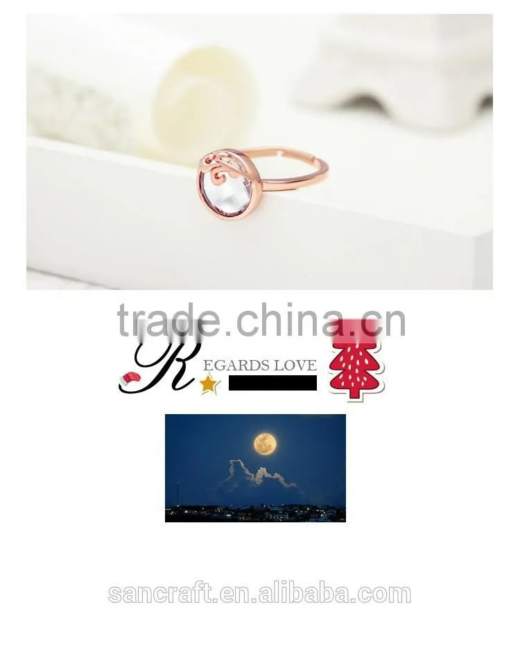 Big Austrian crystal adjustable jewellery college ring ceremony gift