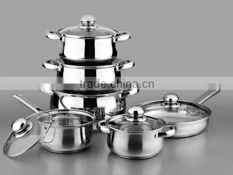 12pcs different type cookware stainless steel wok set