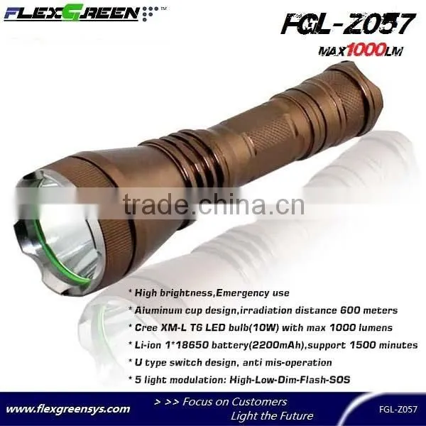 rechargeable aluminum T6 1000lm xml led flashlight