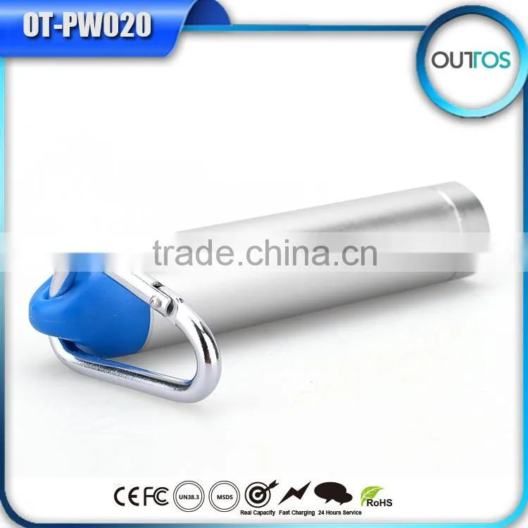 Portable Carabiner Aluminum Hook Power Bank 2200mAh 2600mah 2800mah