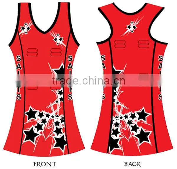 Green and yellow color netball a-line dress design for sale