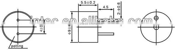 9*5.5 internal drived magnetic buzzer passive one-piece pattern 1.5V 2.K P00053
