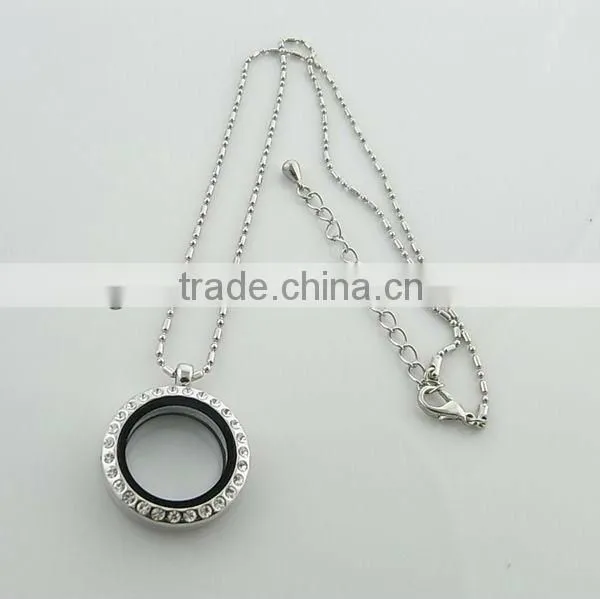 wholesale glass floating locket with crystal