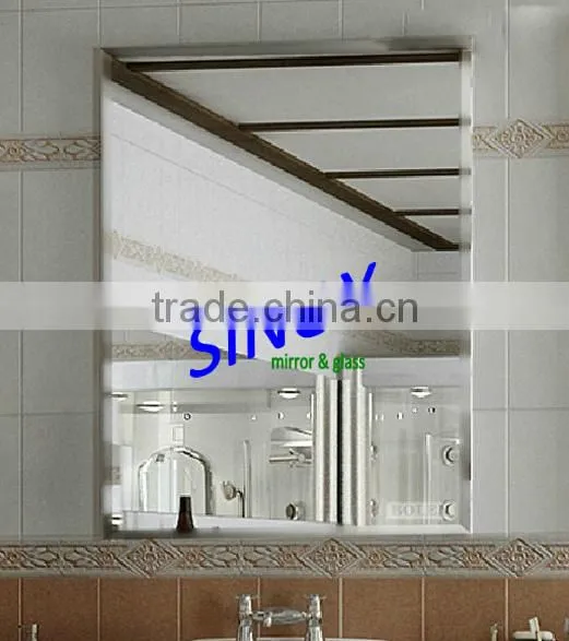 Semi-finished edge worked mirror with beveled edge, beveled width 5mm-40mm available