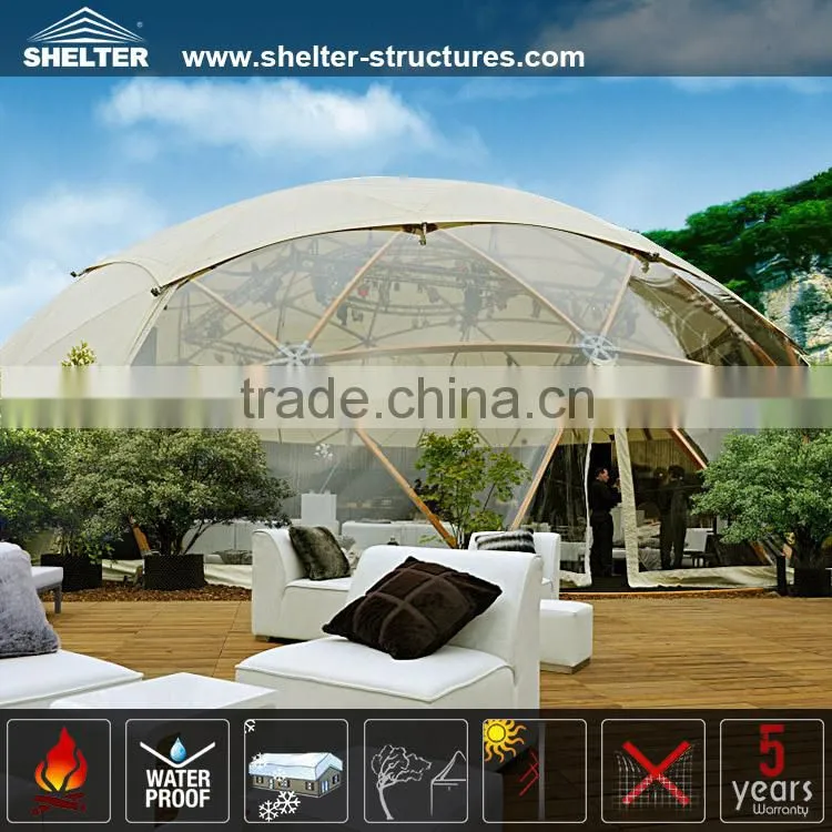 Luxury geodesic dome tent with clear pvc fabric