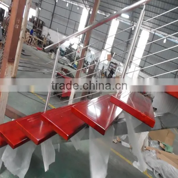cheap price modern indoor house straight steel wood staircase