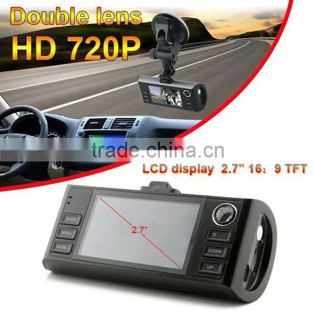 IR Night vision 2.7 inches dual camera car dvr 720p with G-sensor