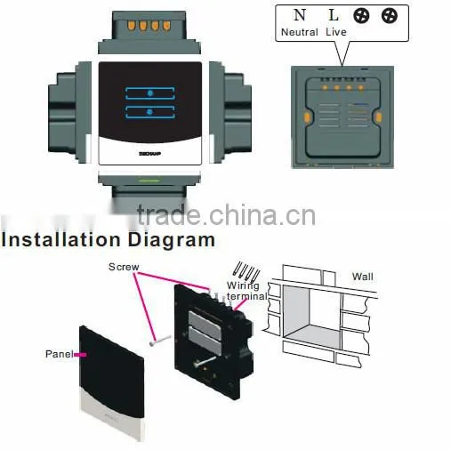 High quality Touch Screen Smart Home Hotel Wall Light Switch