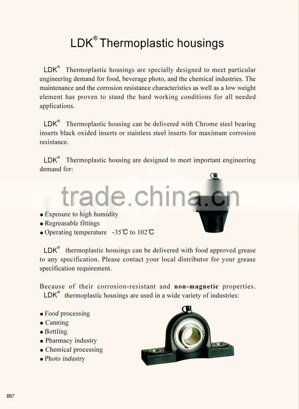 LDK thermoplastic housing fl206 two-bolt flange bearing
