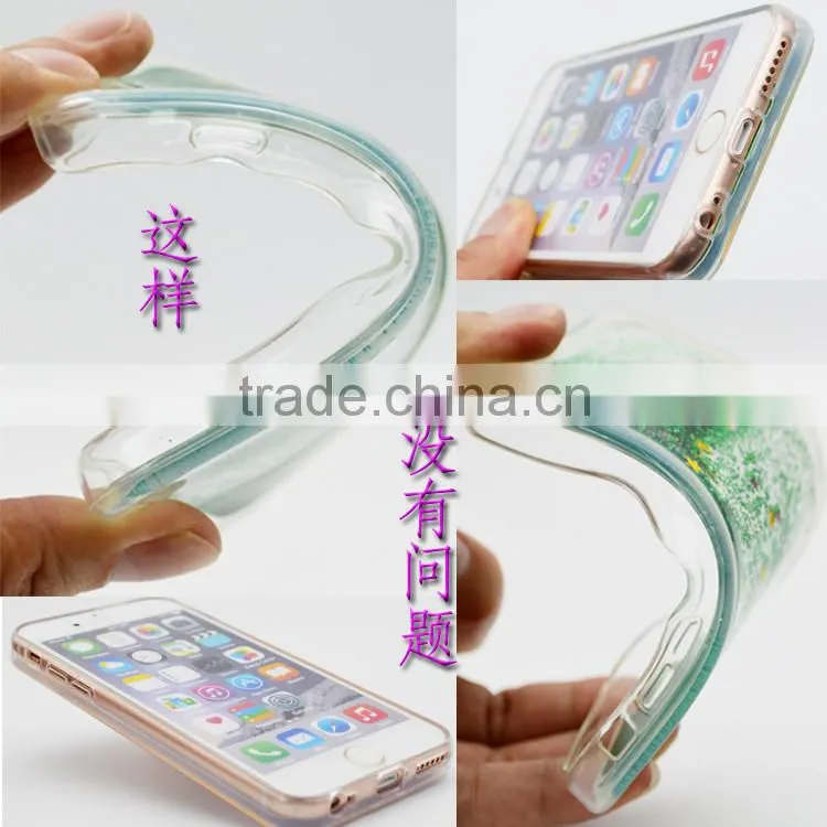 Mobile Phone Jelly TPU Case For Iphone 6 4.7",For Iphone 6 Case TPU Quicksand Liquid Glitter Case