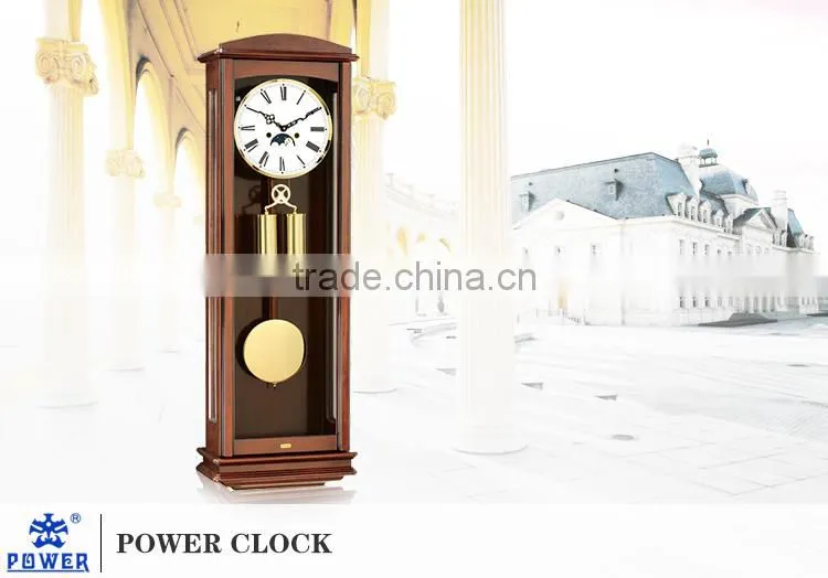Roman Numberals dial with Moon Phase wall clocks for home decoration Solid wood case Good quality PW1605JD